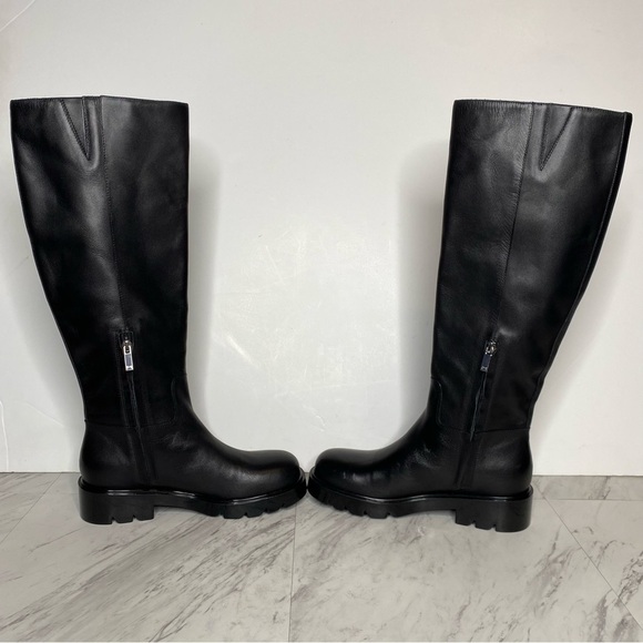 New! Marc Fisher Phidias Lug Sole Black Leather Tall Boot 6 1/2 M - Picture 5 of 16